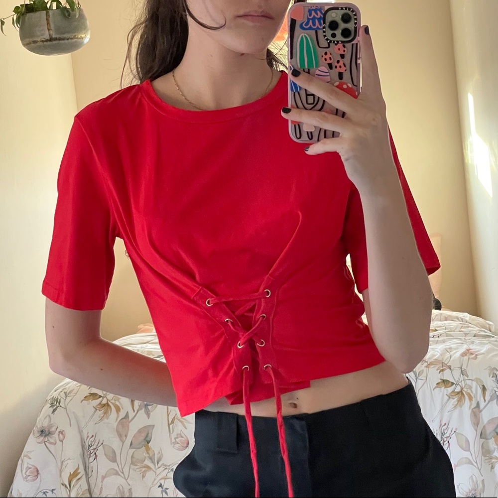 Red corset tee